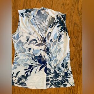 Calvin Klein Sleeveless Blue and White Floral Top
